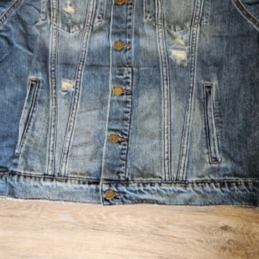 Free People x Sandrine Rose Boys Don’t Cry Distressed Denim Jacket - Picture 5 of 6